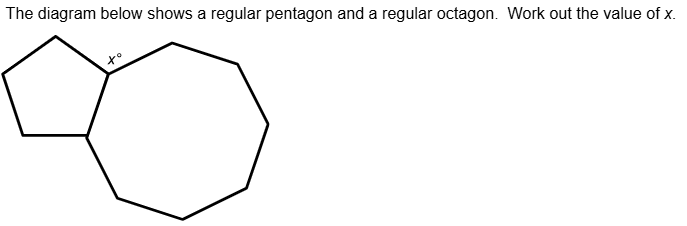 Question 4 Example maths question - regular pentagons