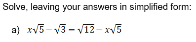 Example equation question 2 Equation question to solved and the answer given in simplified form