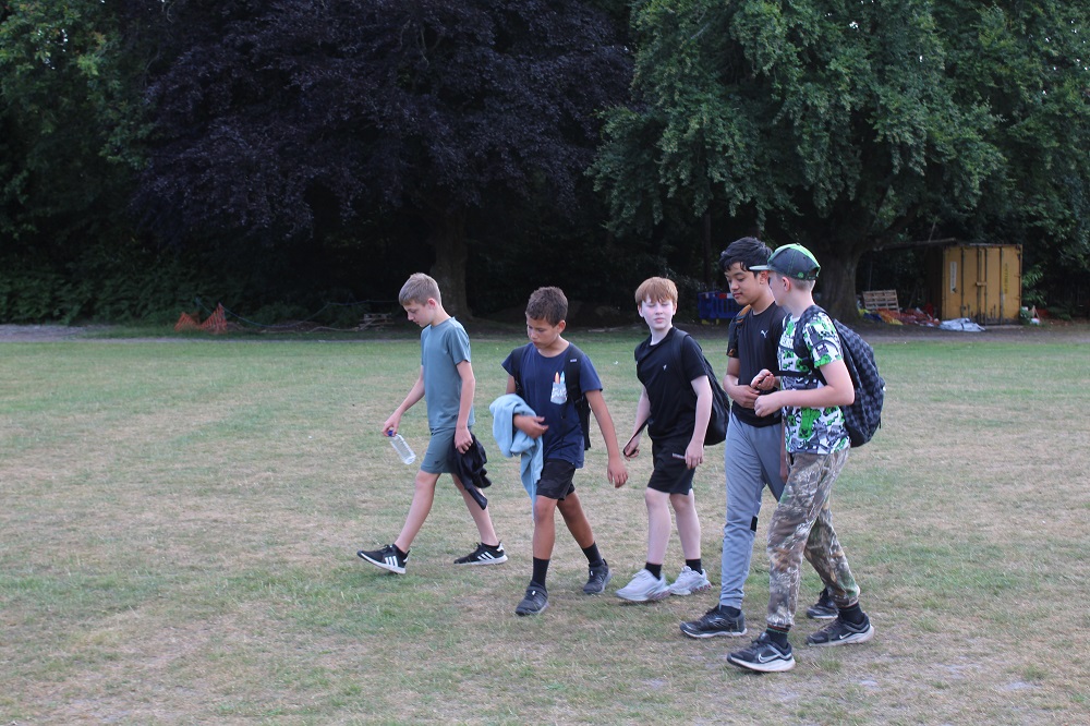 Students walking together outside