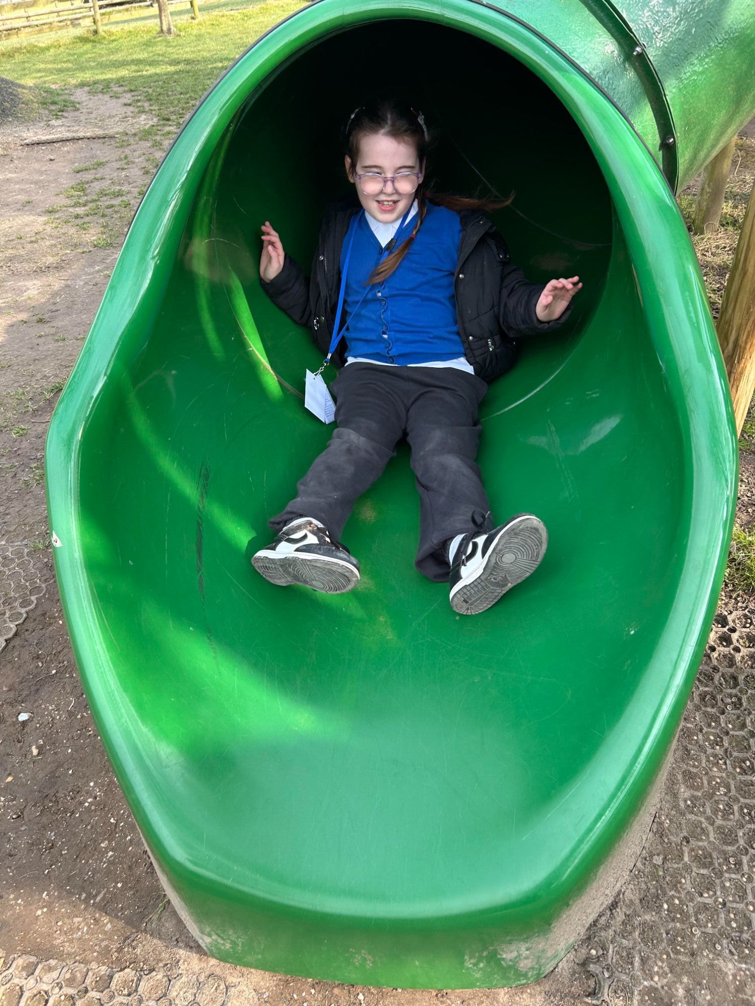 Sliding down the slide
