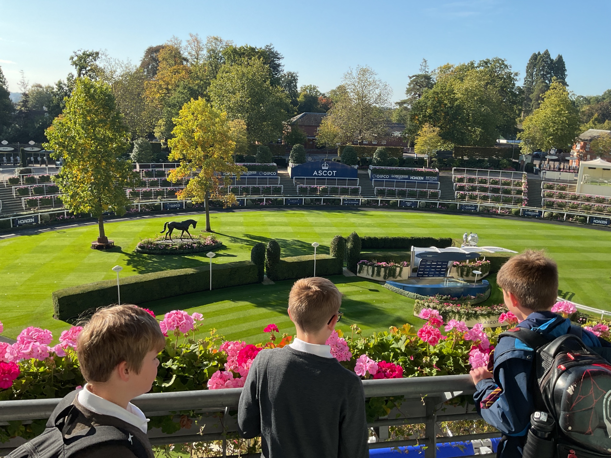 Students at Ascot's parade ring