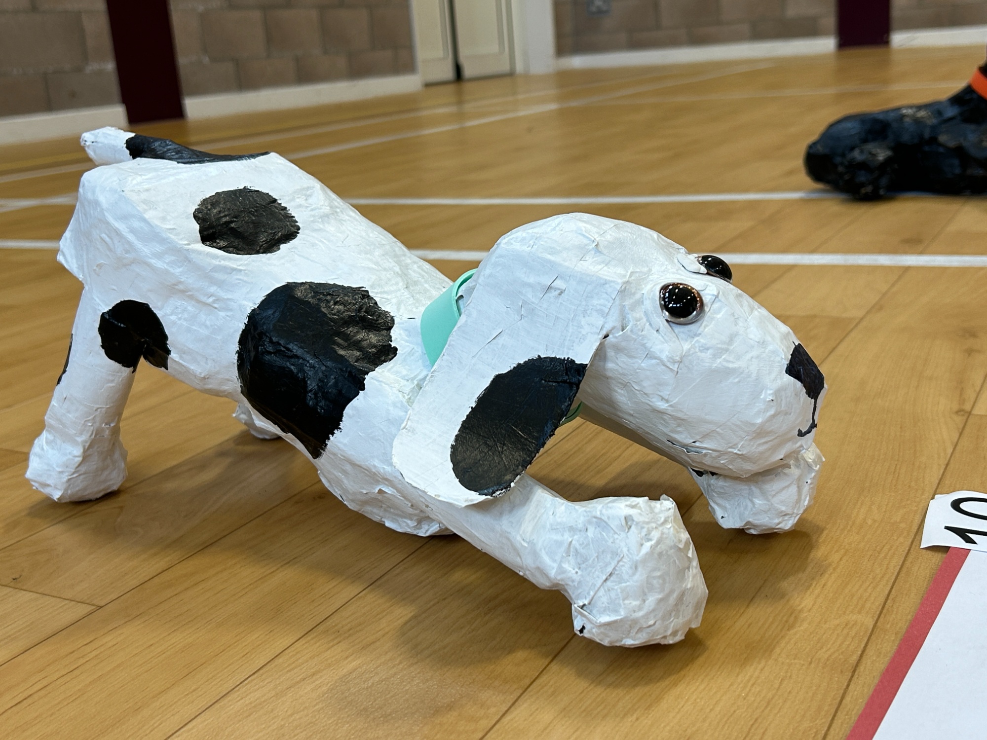 Spotty paper mache dog