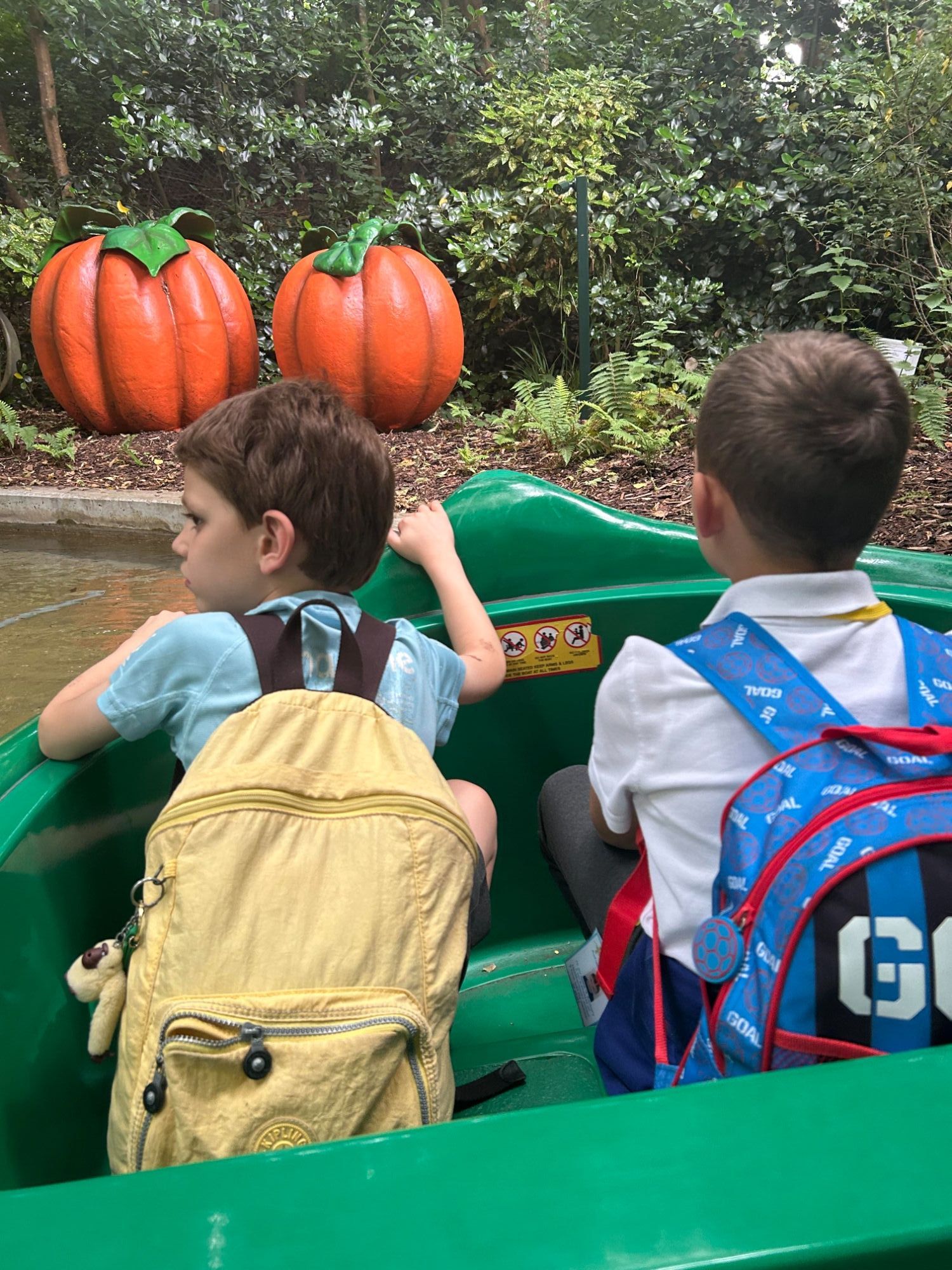 Two students enjoying the boat ride