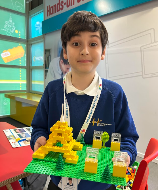 Student with their lego constuction