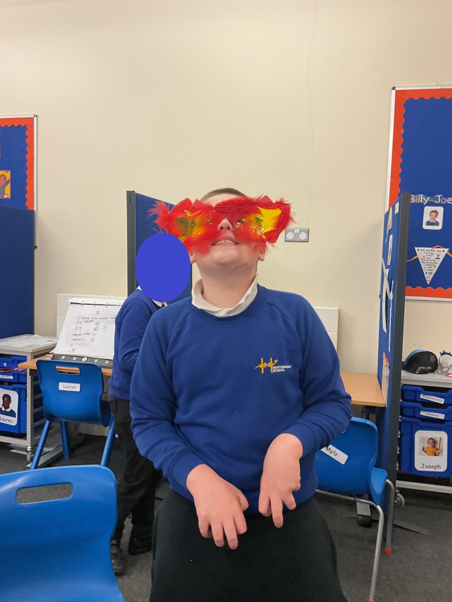 Willow student wearing their sunglass creation