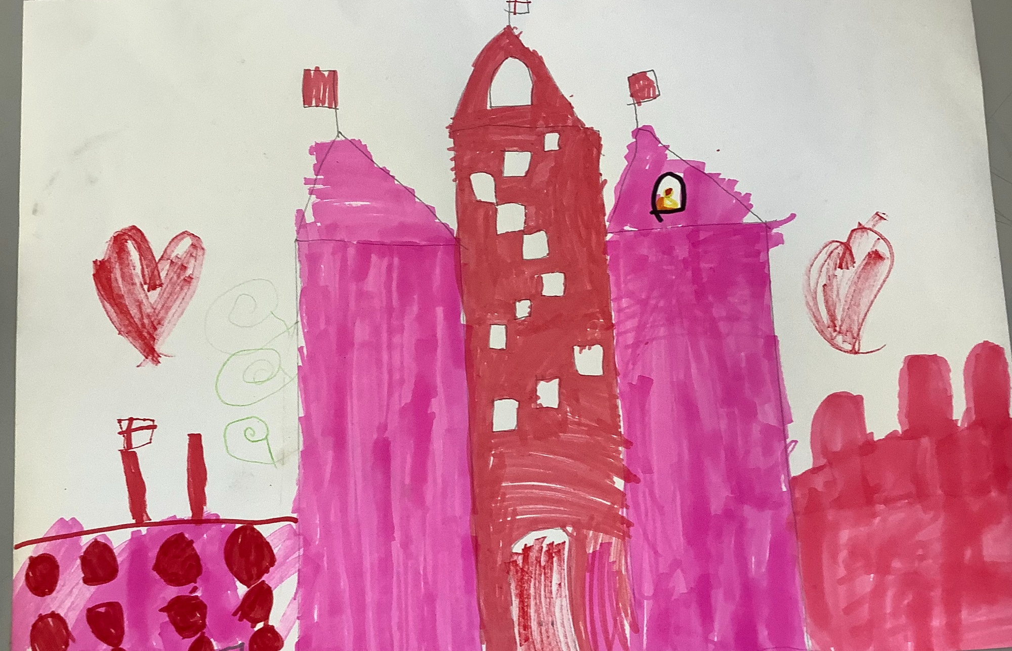 Pink castle drawn by an Apple student