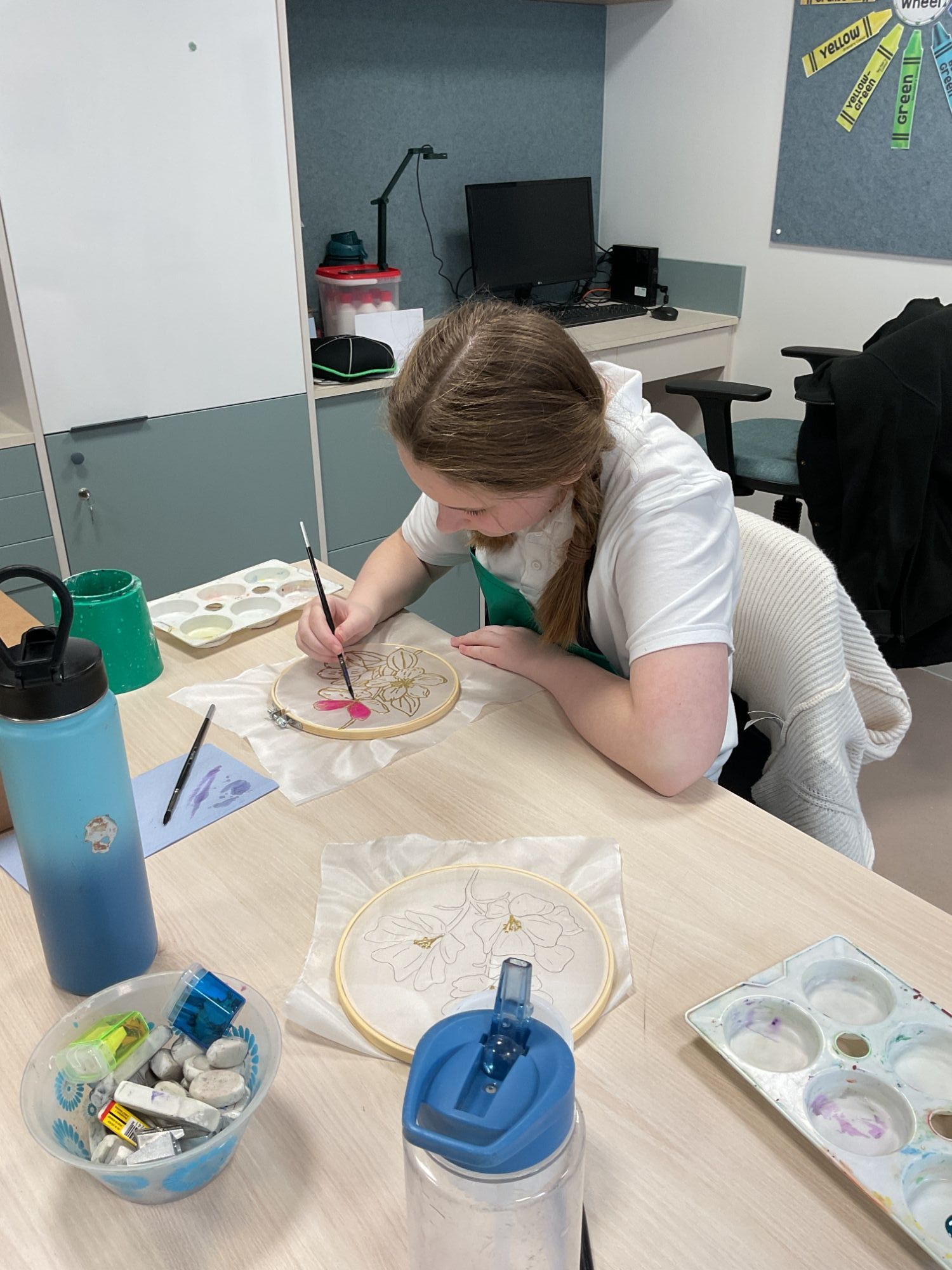 Year 10 girl 2 painting on silk