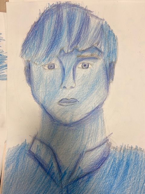 Self portrait 2 Self portrait of a boy drawn in pencil with blue shading