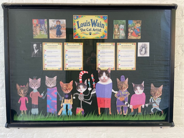 Cat Display Display board featuring Louis Wain and his characterful cats.
