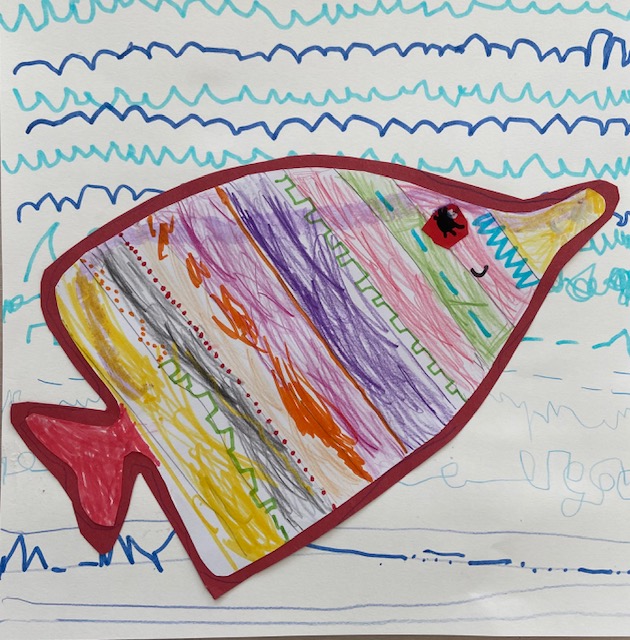 Colourful fish decorated with different lines