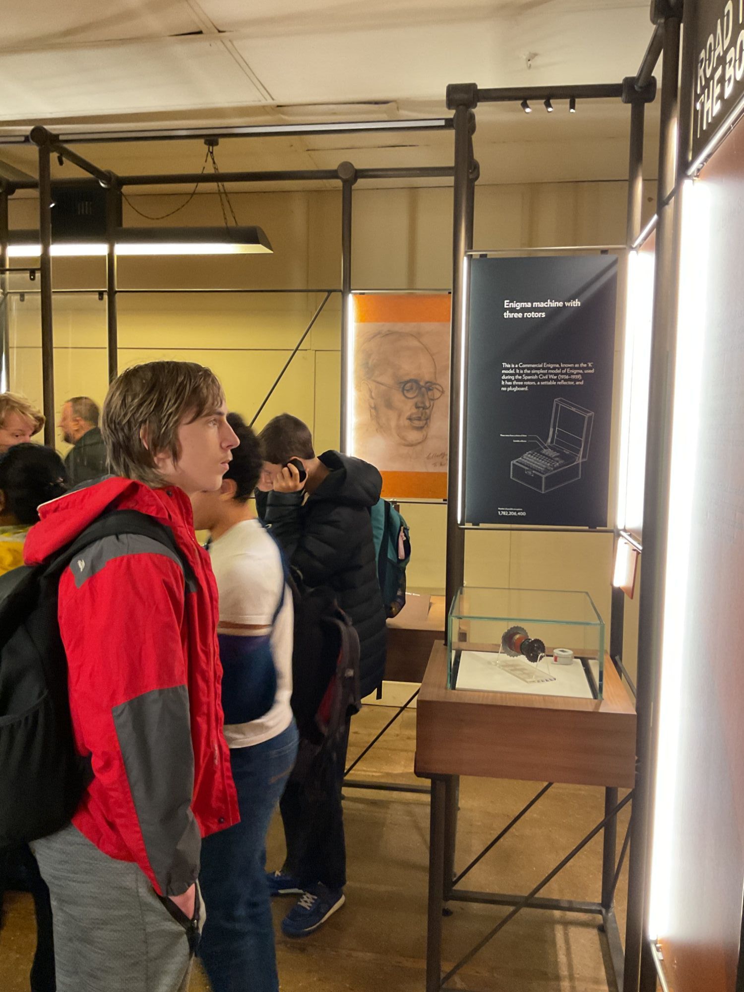 Student looking at one of the exhibits
