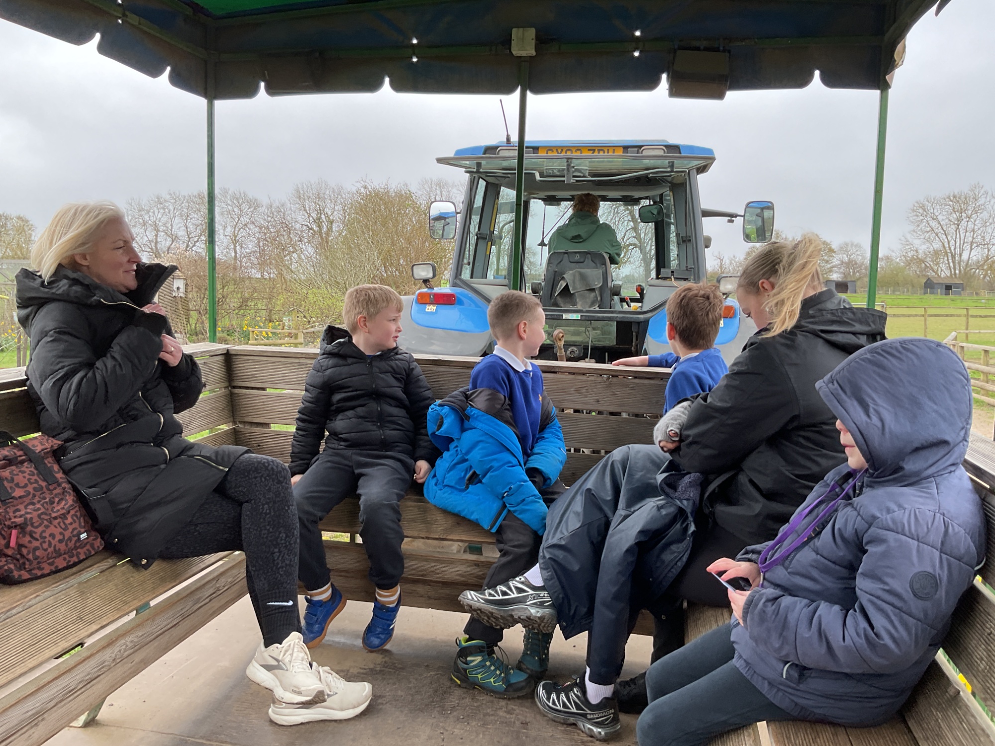Students on the tractor