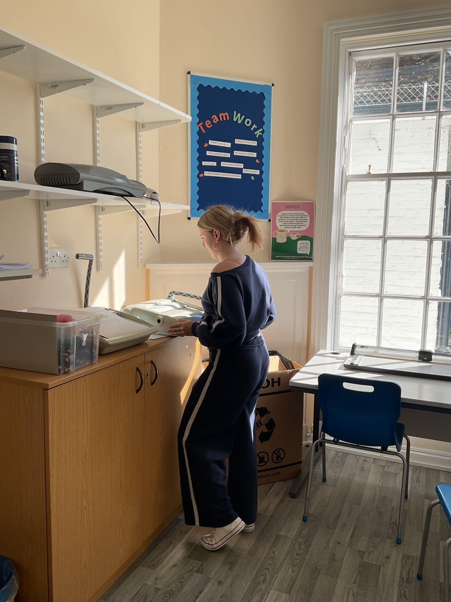 Student working in the production room