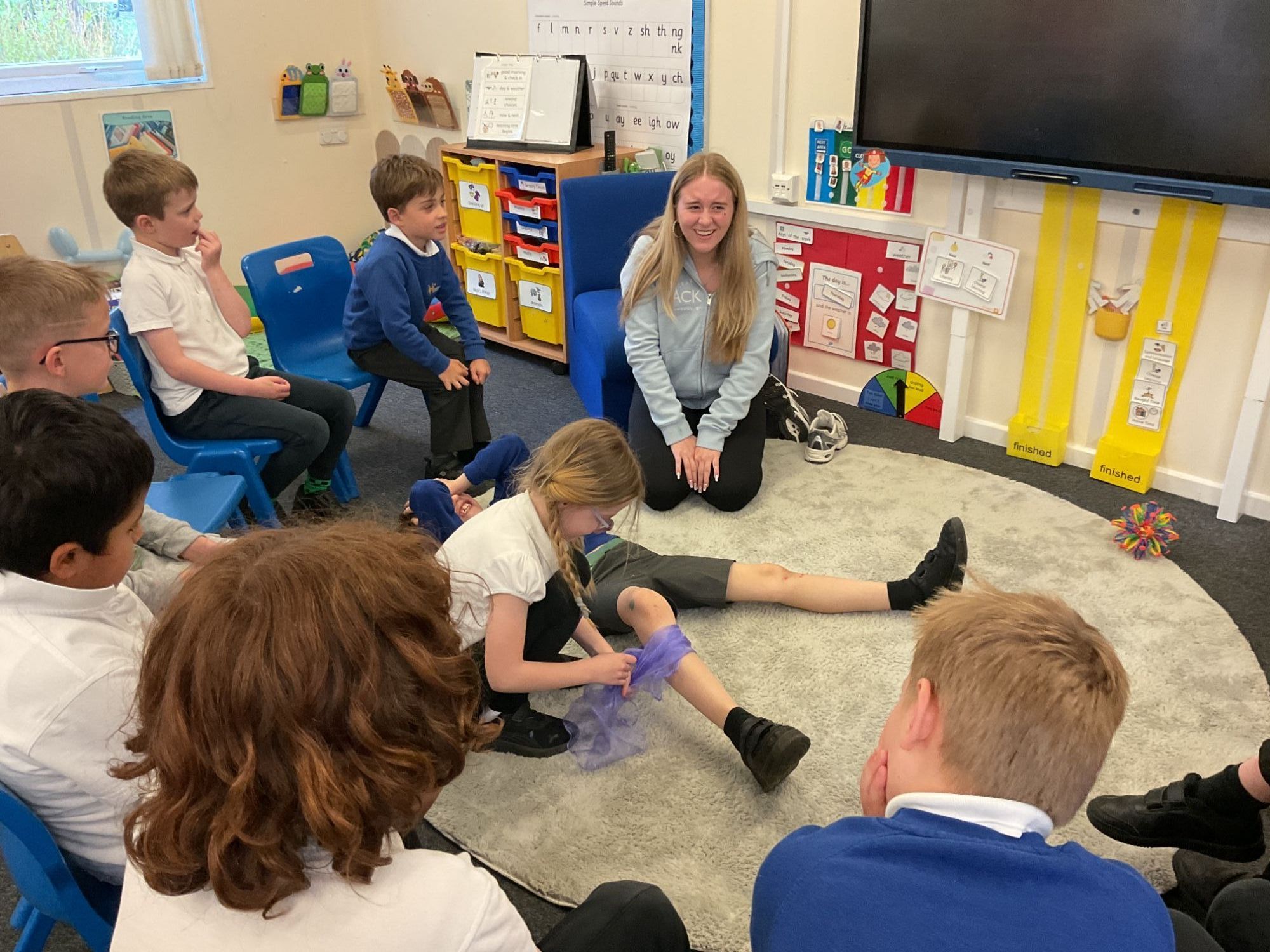 Student leading a role play session with Foundation students