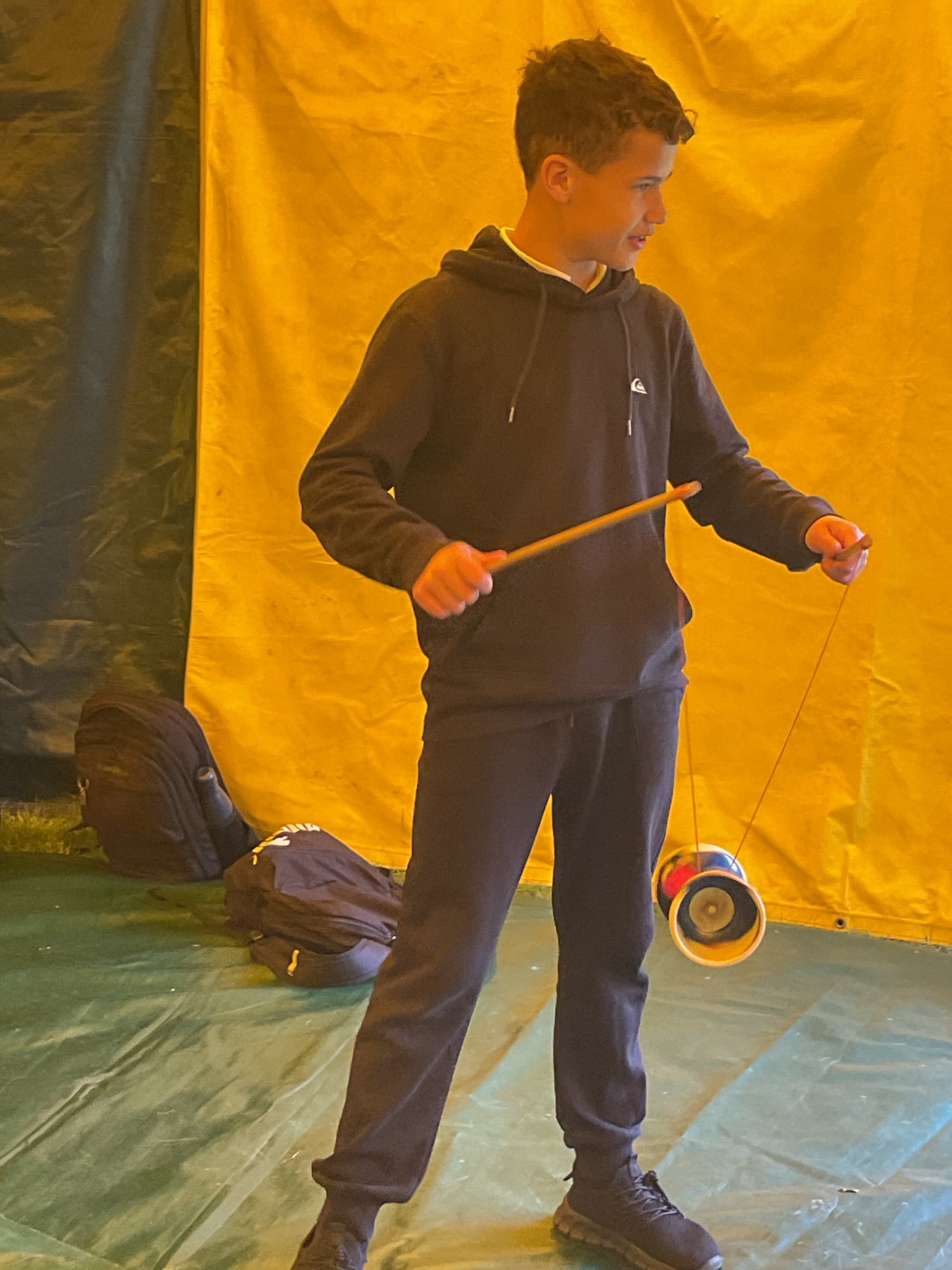 Student practicing with a diabolo