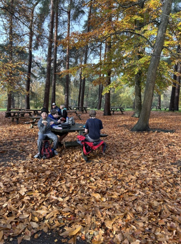 Students eating lunch outside