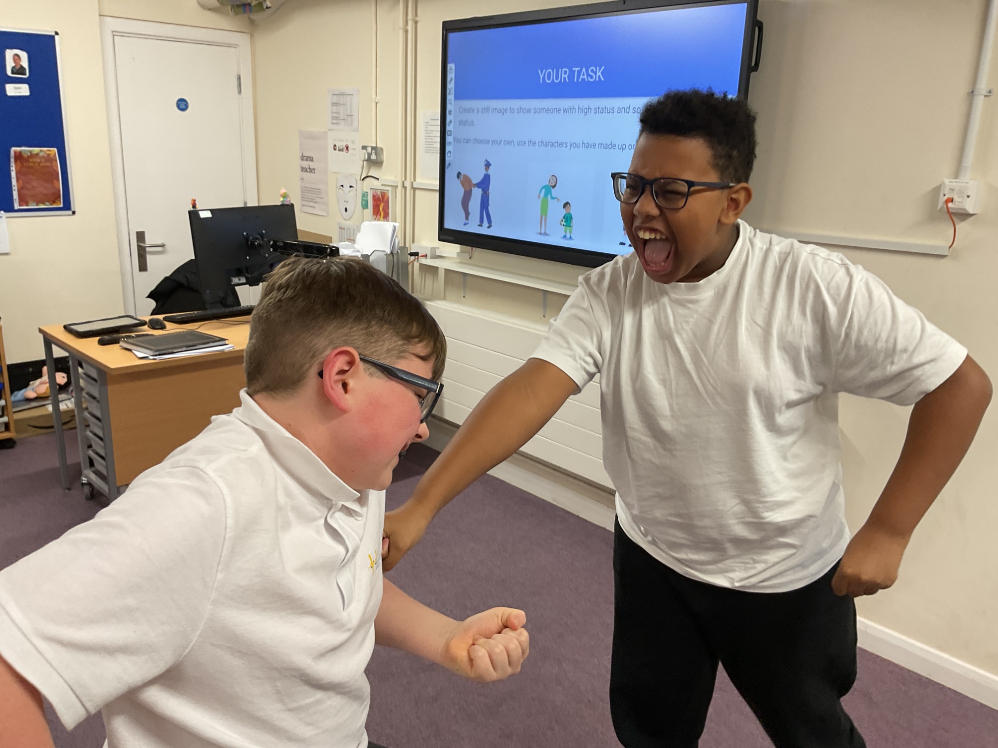 Two boys from Mars class acting