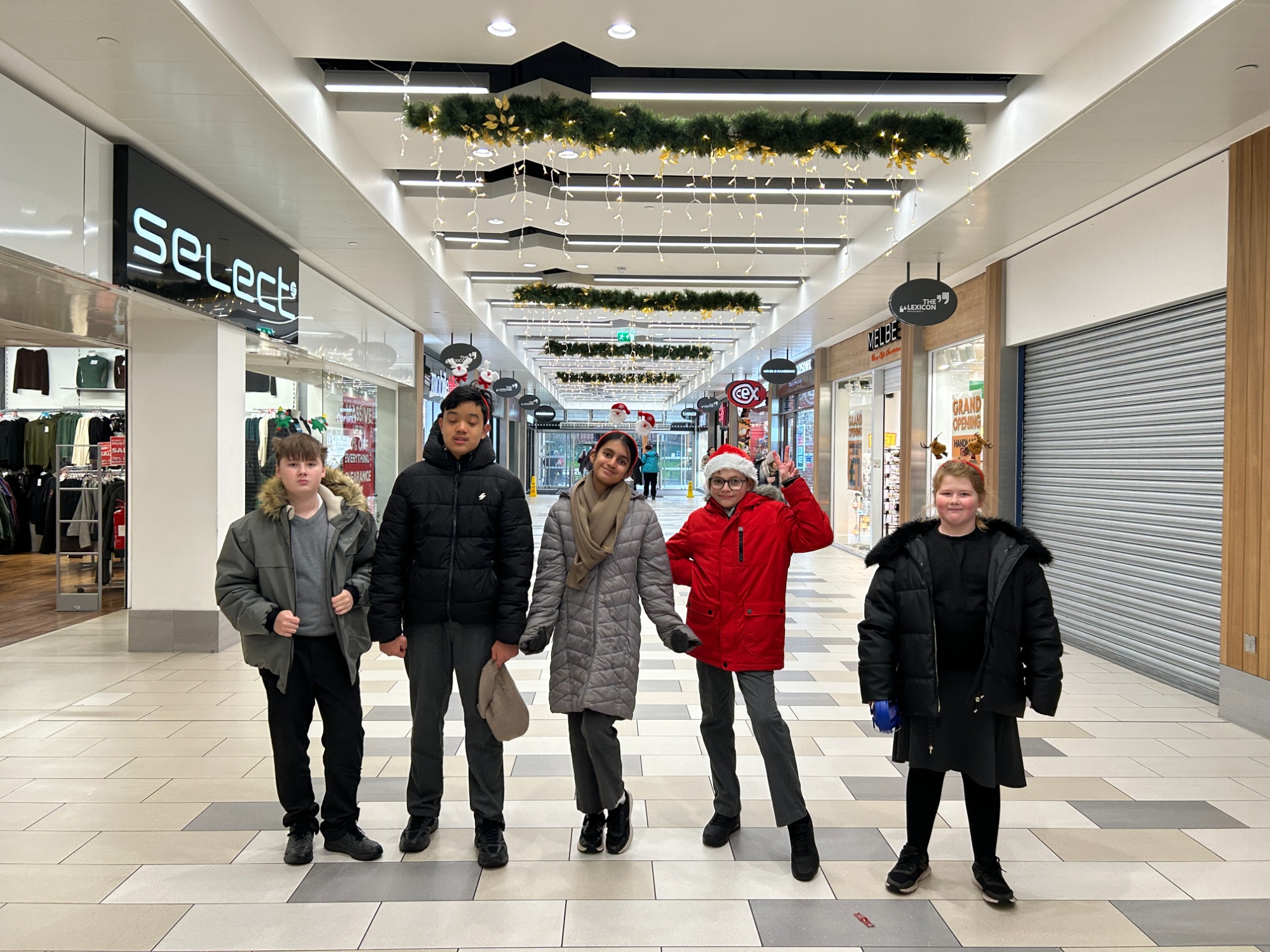 Members of Earth class at the shopping centre