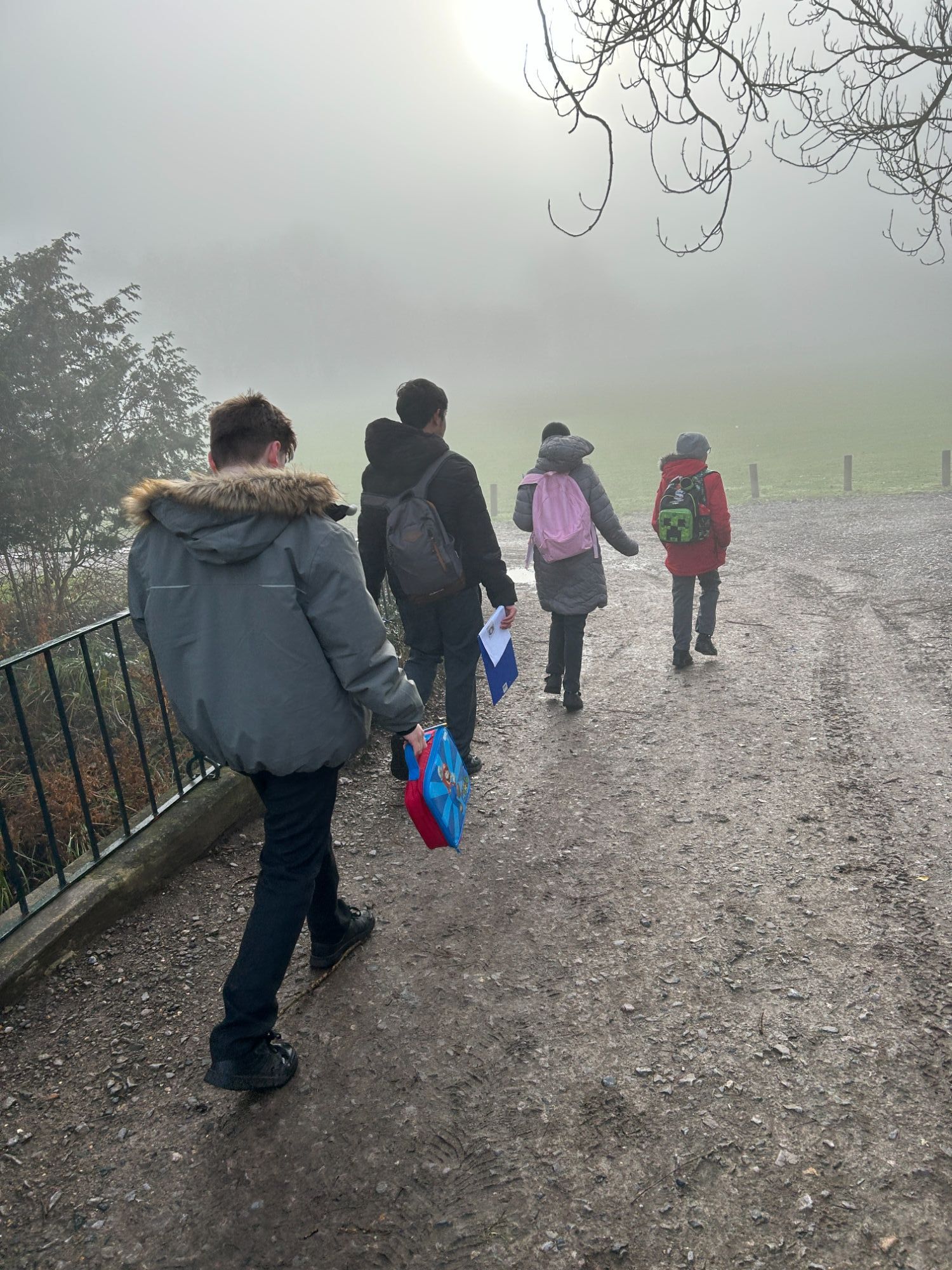 All the children walking in the mist