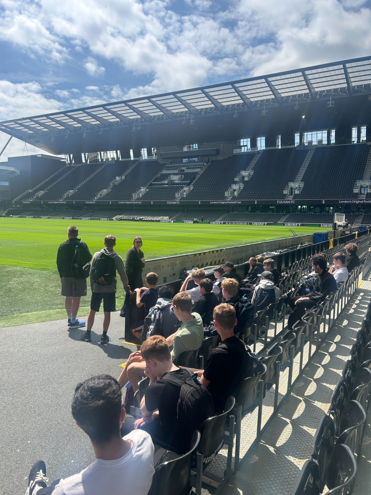 Students sat inside the stadium