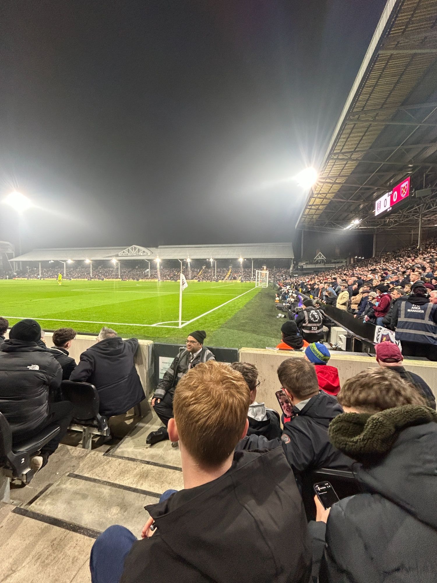 Our seats near the corner of the pitch