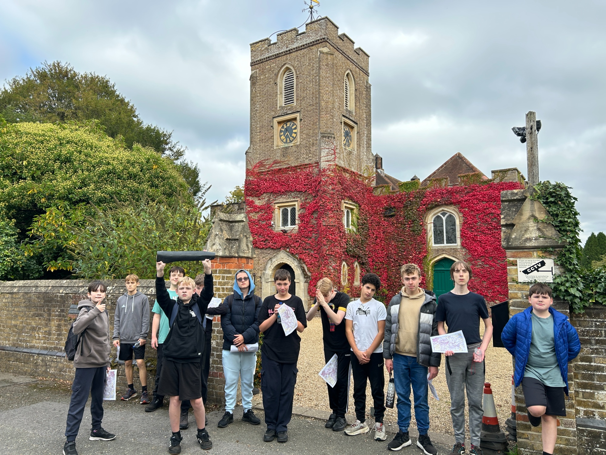 Students outside church on DofE trip