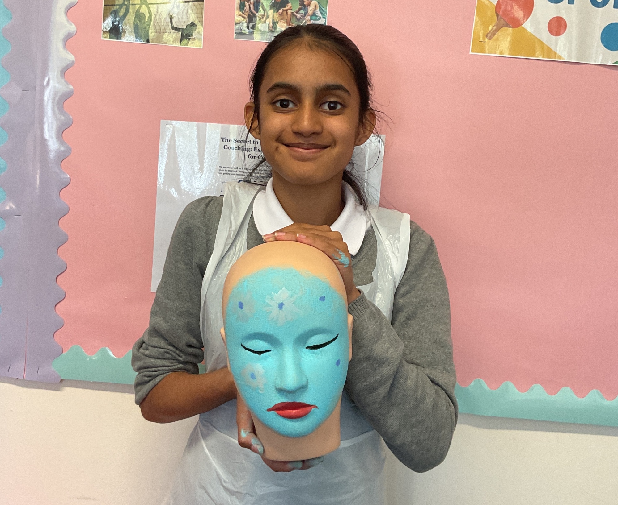 Girl with her blue face paint model Girl with her blue face paint model