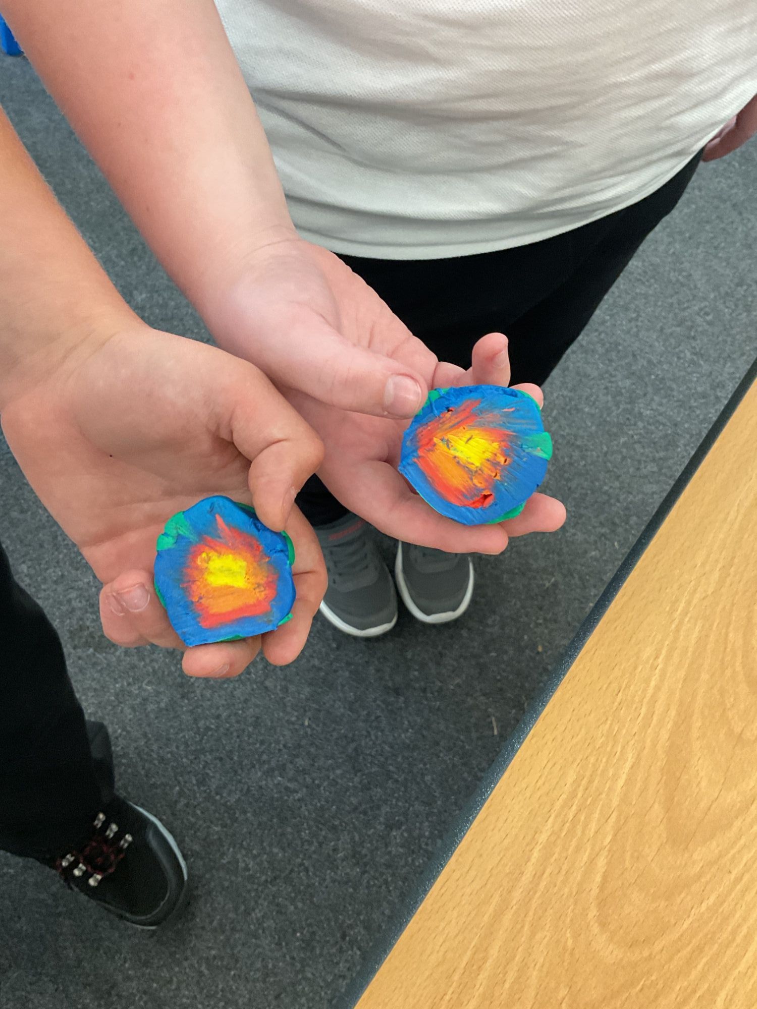 Cross section of a model showing the layers of earth