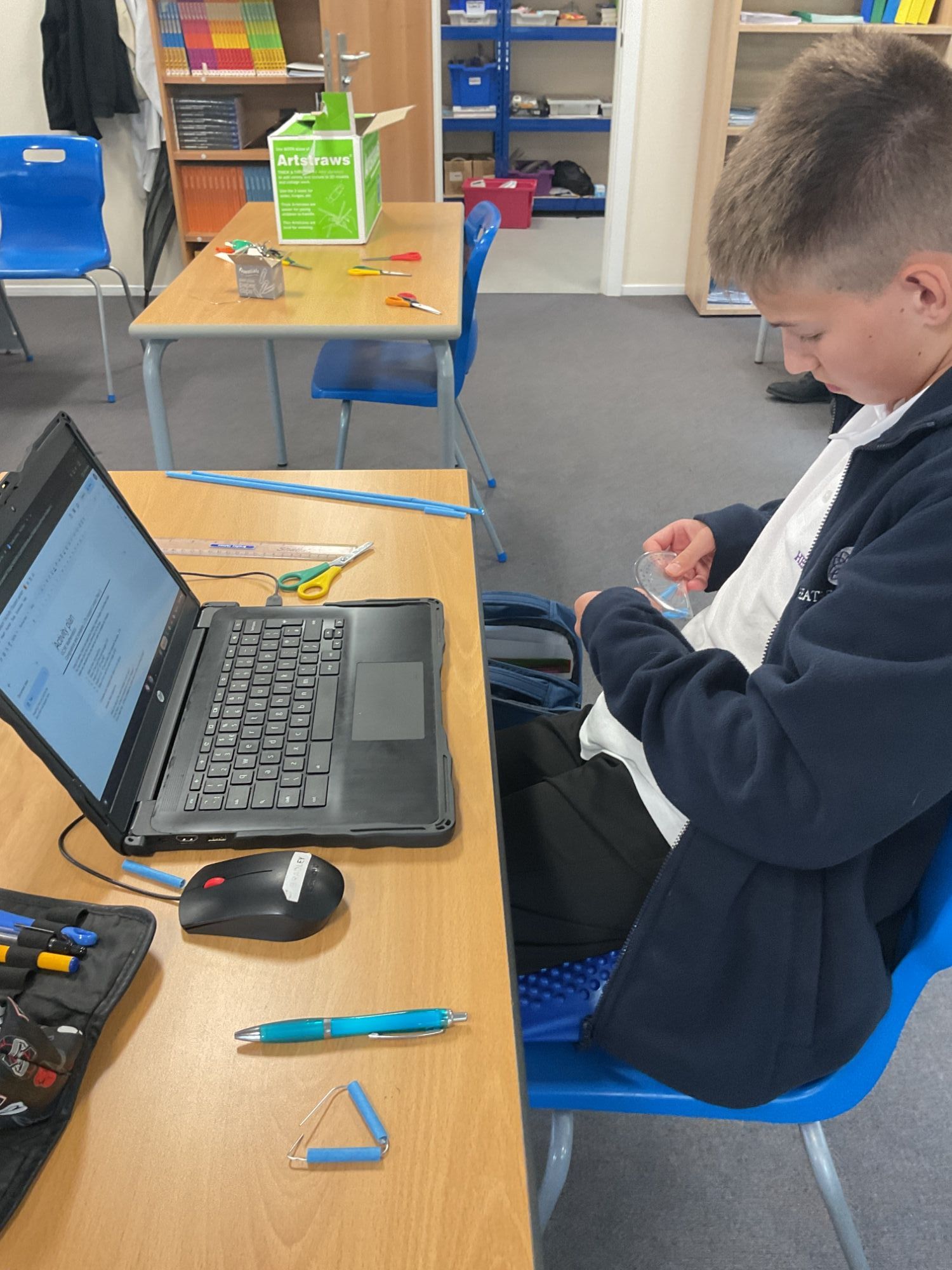 Students using a computer