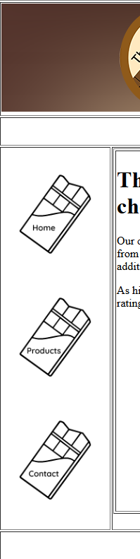 Line drawings of chocolate bars as navigation buttons 