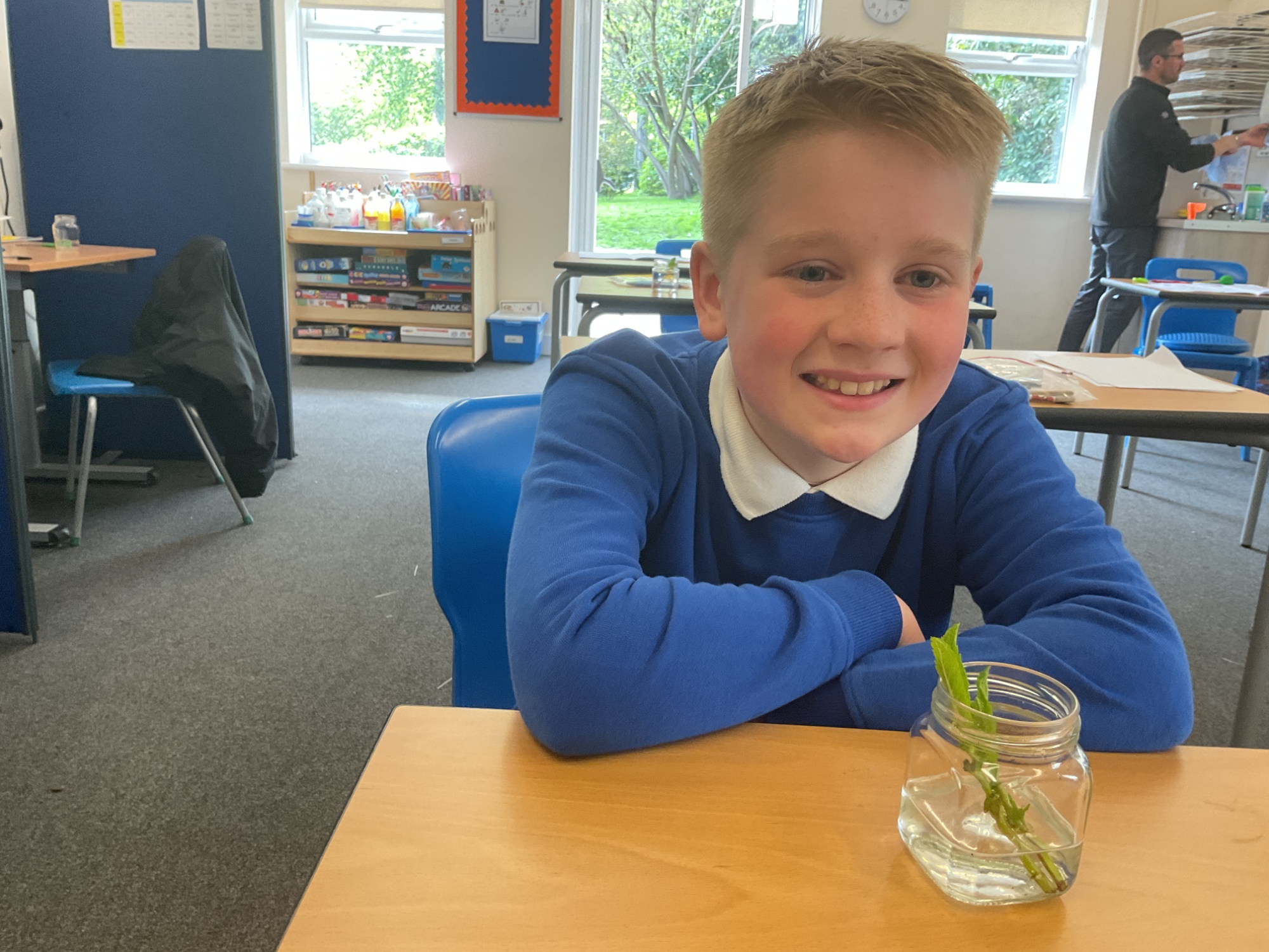 Cutting2 Boy from Beech class smiling with his cutting