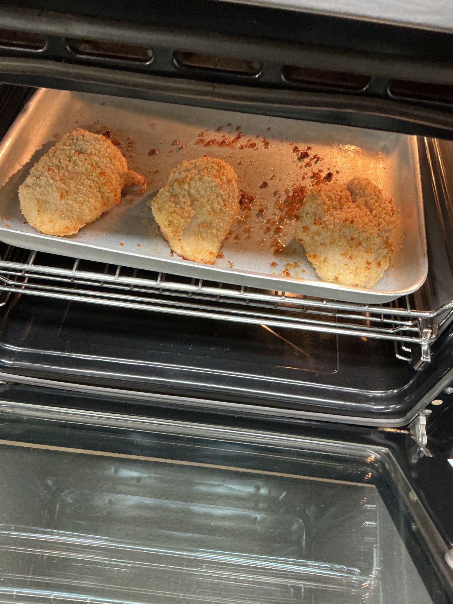 Breaded chicken in the oven