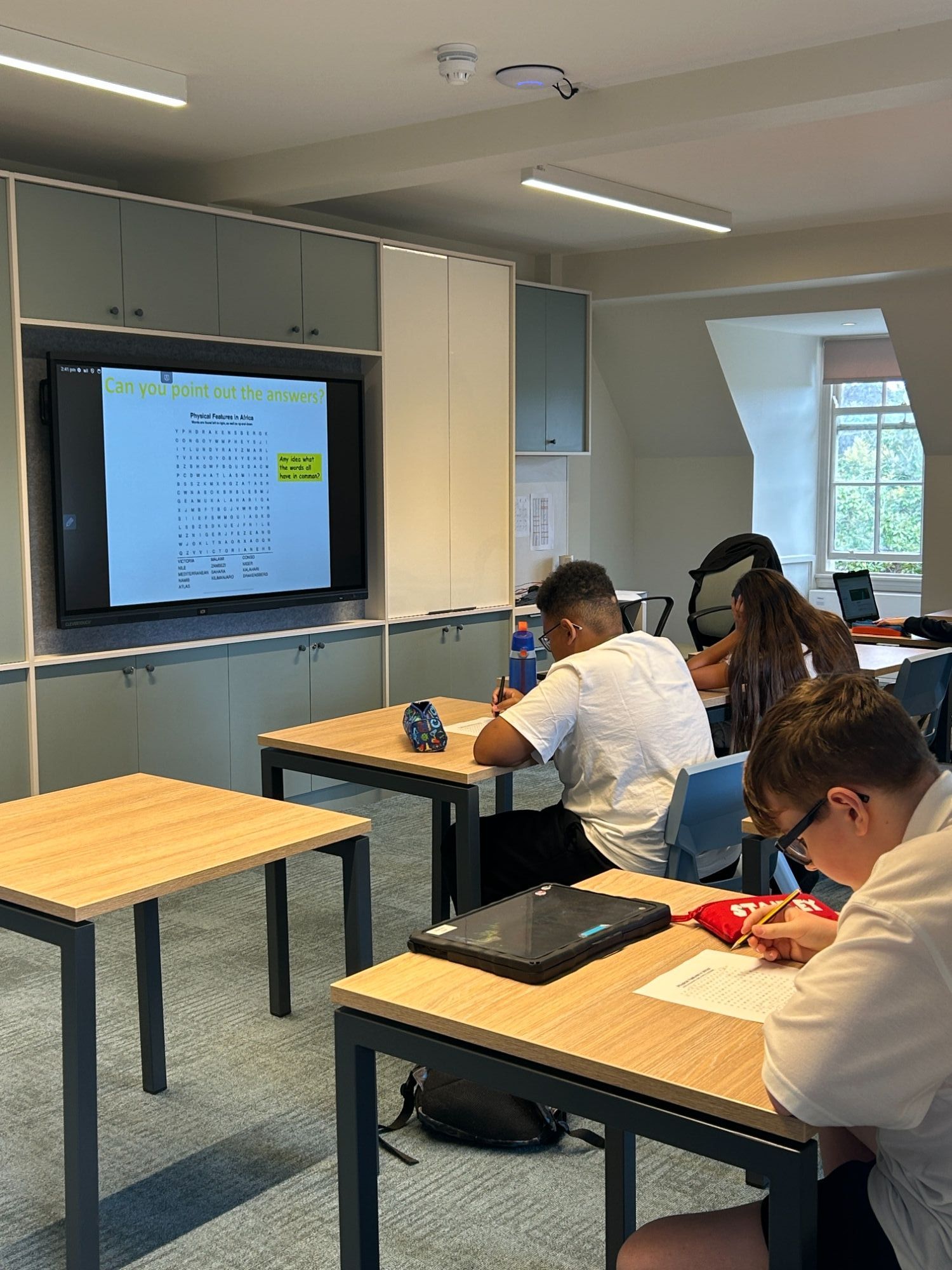 Students working in the new English Room