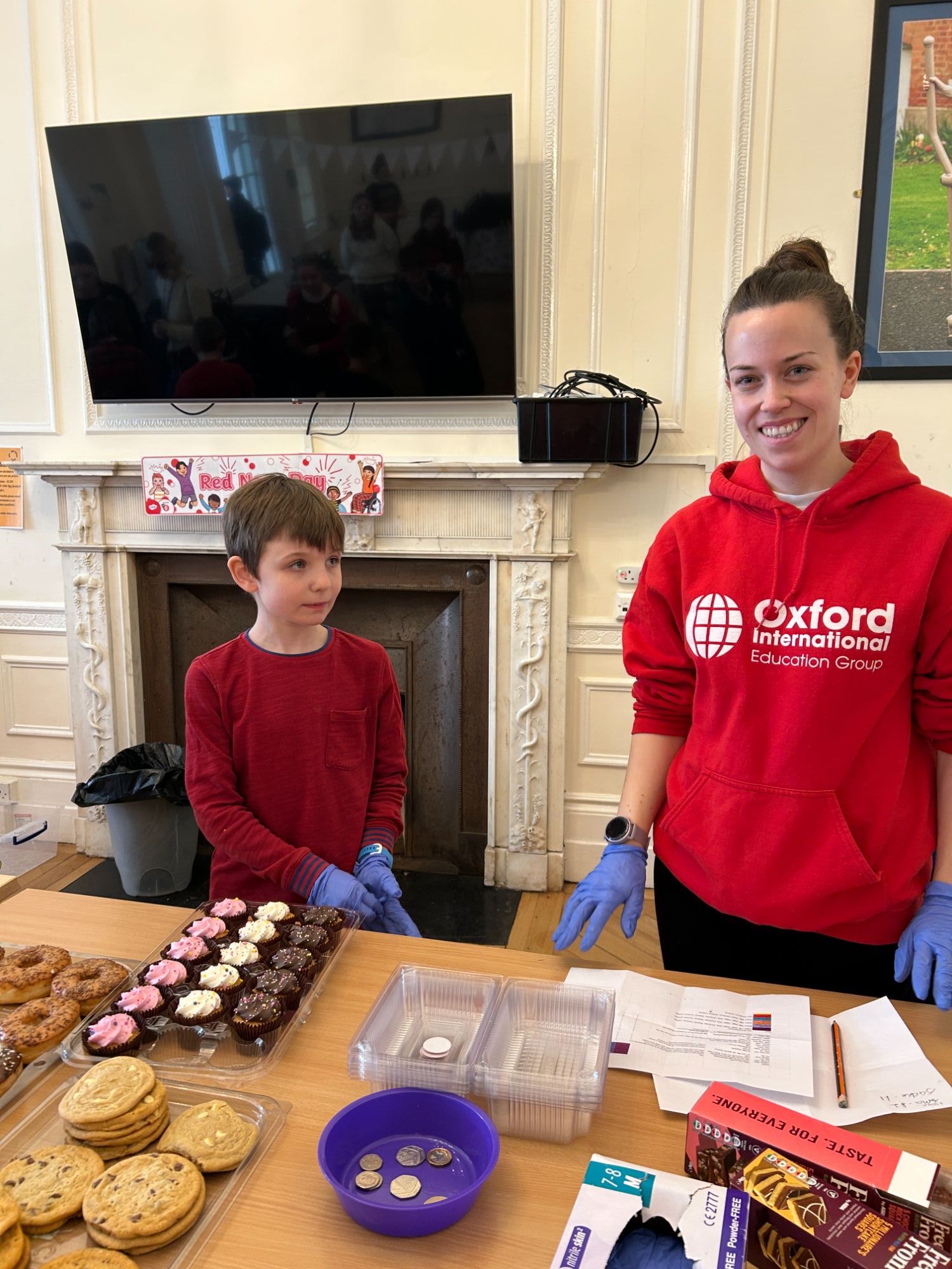 Students and teacher ready to serve