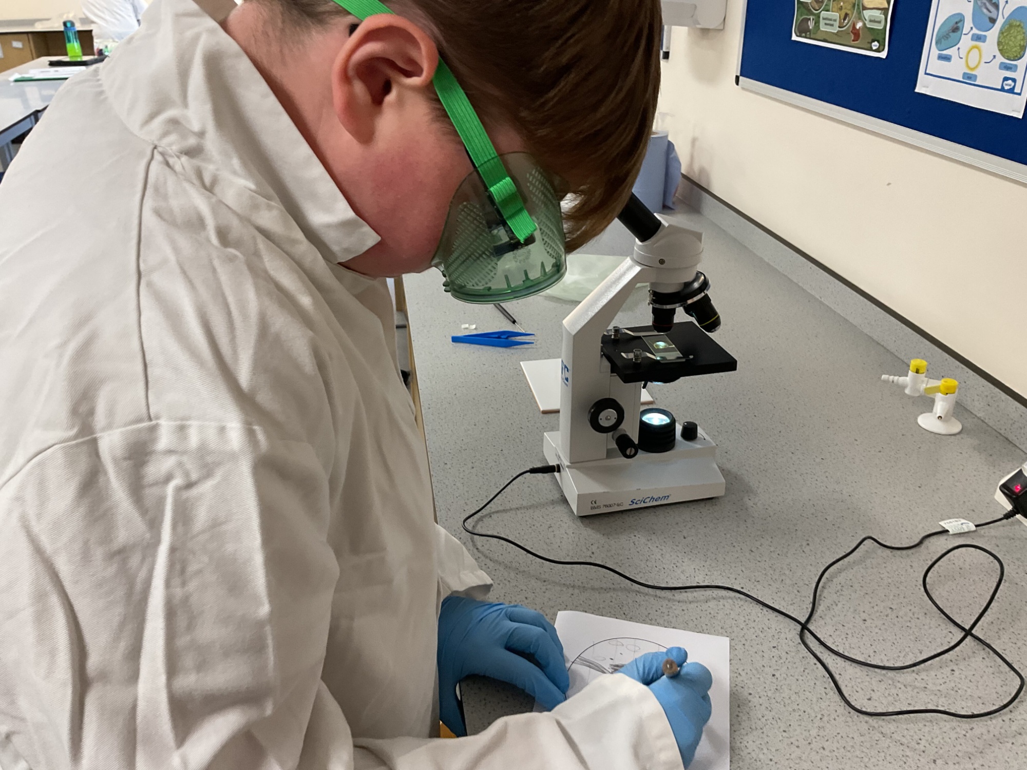 Student and microscope 1 Mars student working with a microscope