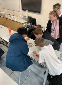 Students doing an experiment