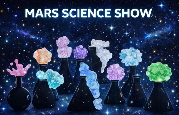 The backdrop Mars created for their show