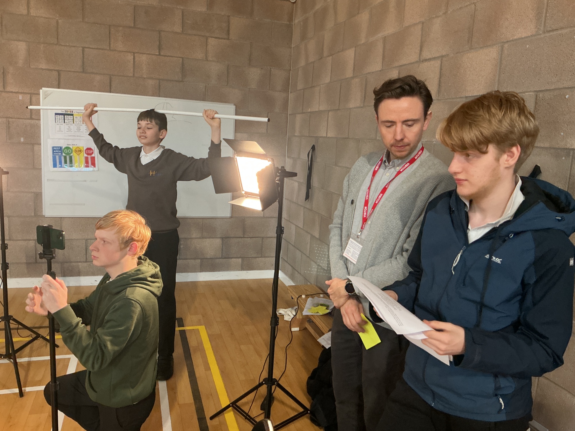 Alex advsing students on lighting and filming