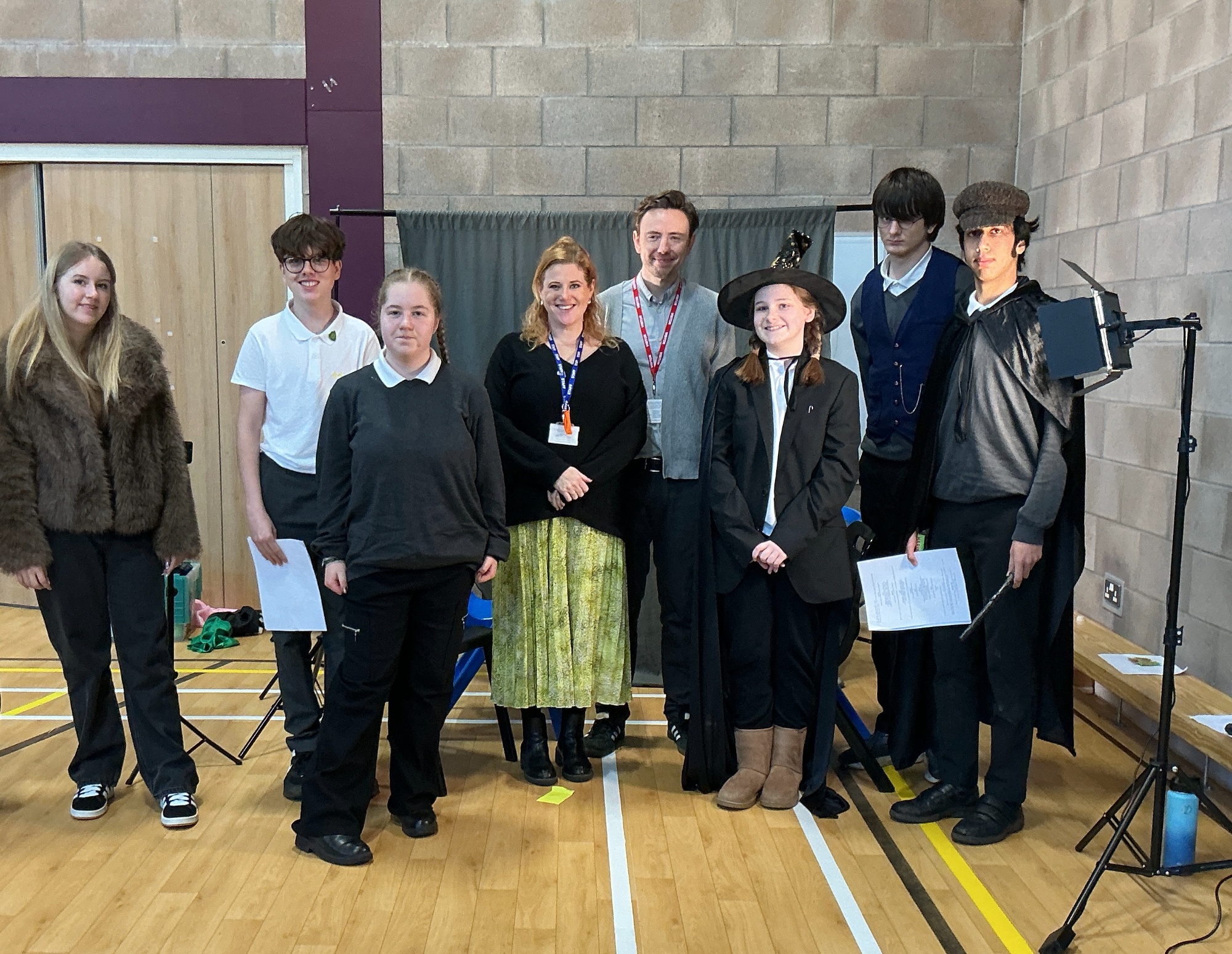 Alex, our drama teacher and the student cast