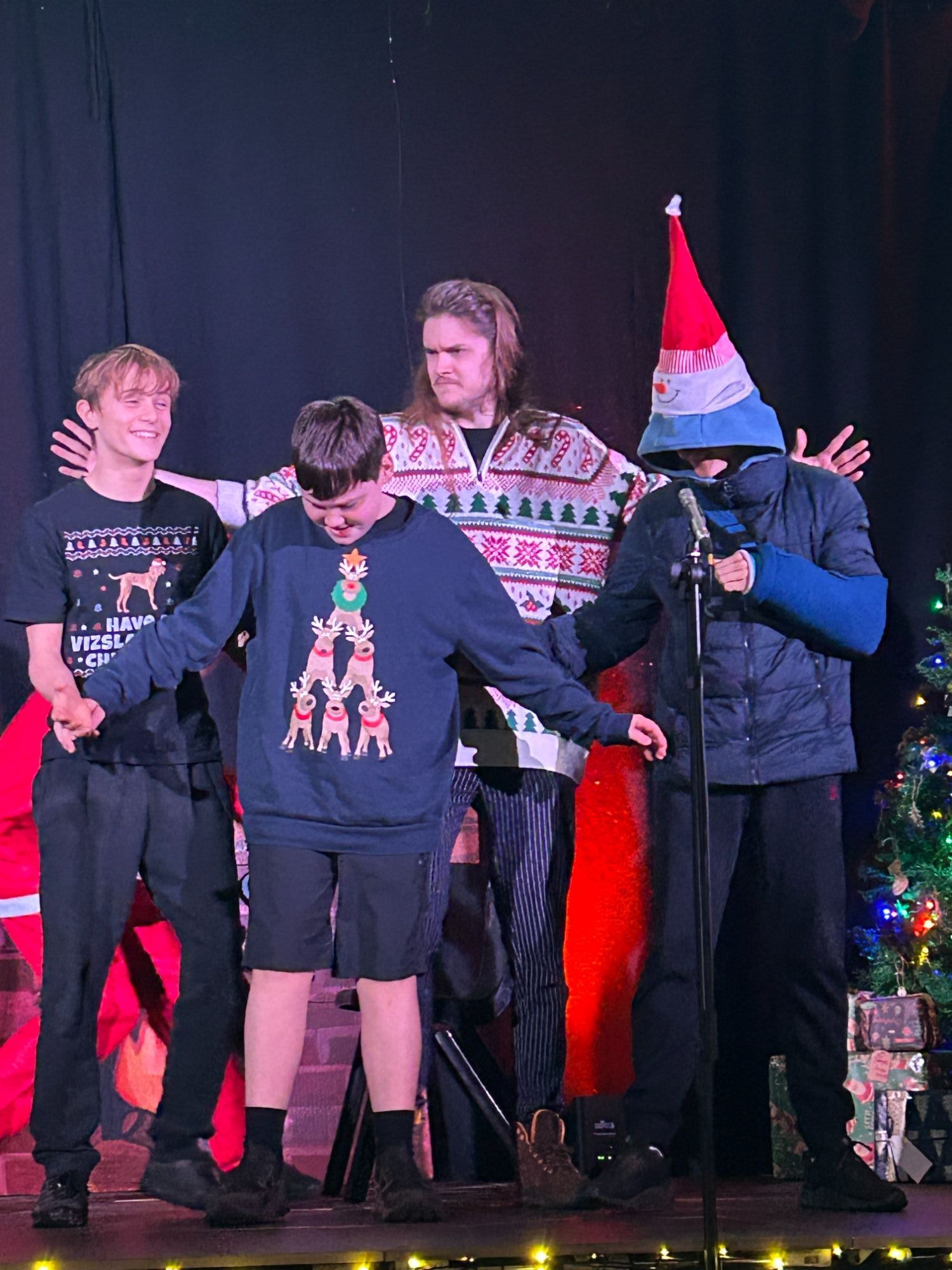 Students laugh as they hide Santa's not so magical  departure