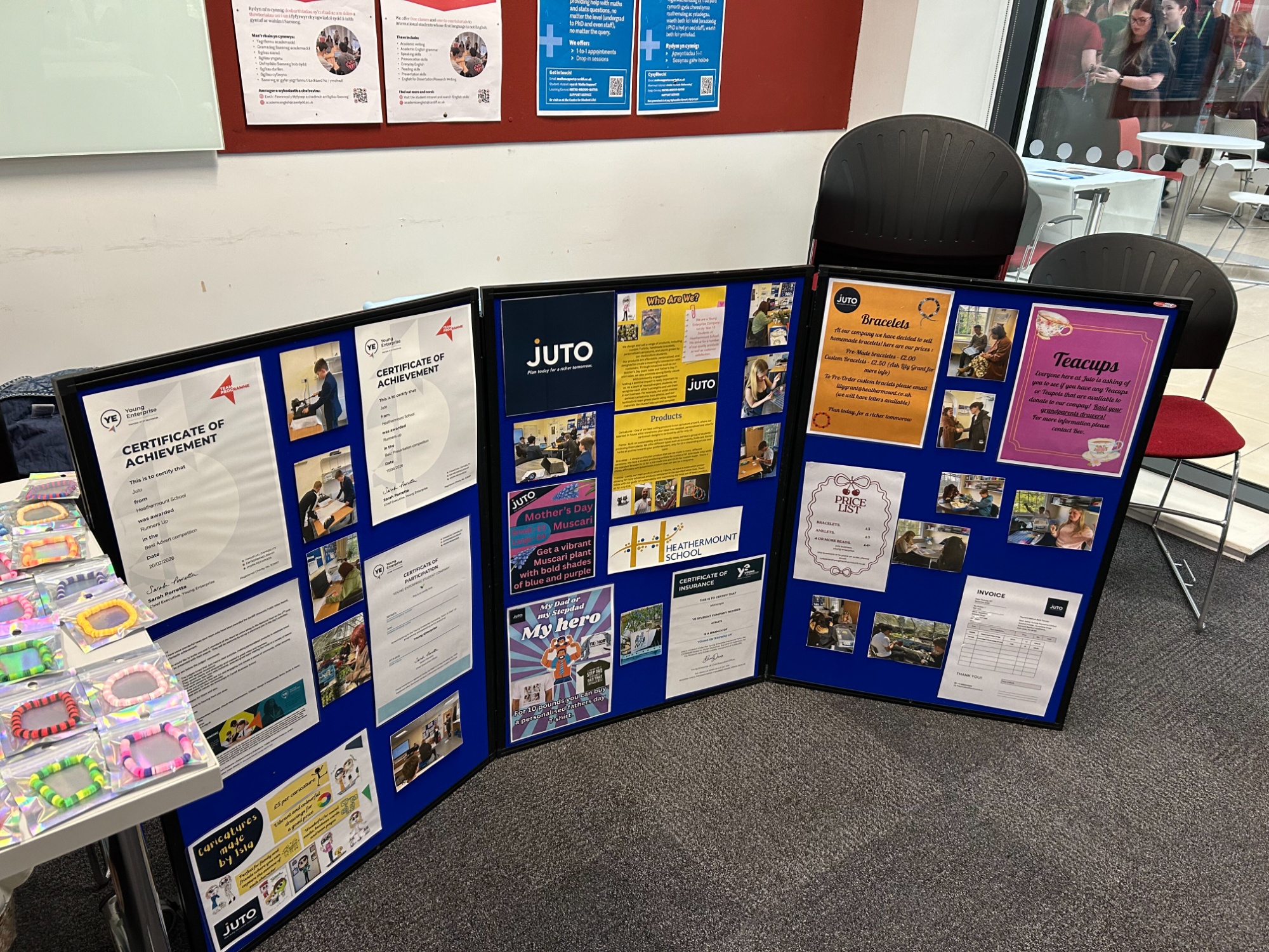 Juto's display board showcasing their work