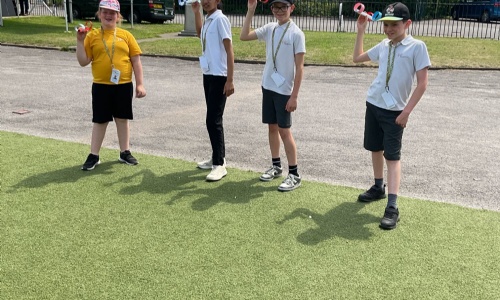 Students trying out the gliders they made at Brooklands
