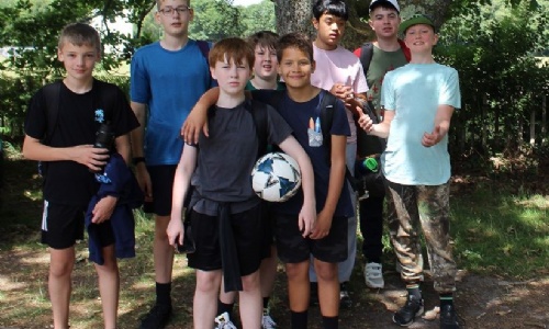 The students who attended PGL all standing together outside