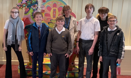 Students with the Dream Horse at Ascot Racecourse