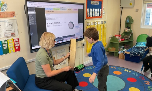 Banging a drum