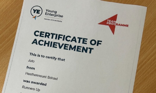 Certificate of Achievement from Young Enterprise