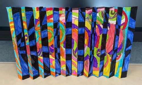 A brightly coloured  agamograph optical illusions picture  created by a member of Elm class